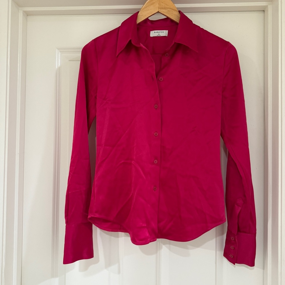 Babaton Hot Pink Button Up Blouse XS